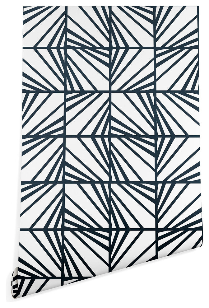 Deny Designs Heather Dutton Facets Optic Wallpaper, Black, 2'x10'