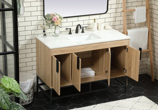 Home Living 22" Modern Mango Wood-Light Bathroom Vanity