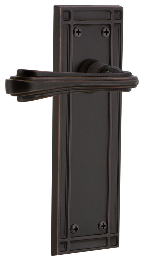 Mission Plate With Fleur Lever, Timeless Bronze, Passage, Non-Handed