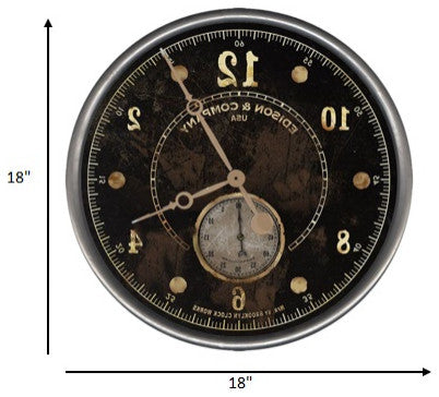 18" Vintage Look Black Wall Clock