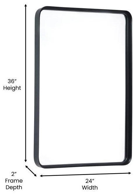 Ava Metal Deep Framed Wall Mirror, Black, 36"
