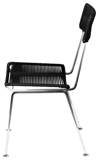 Hapi Indoor/Outdoor Handmade Dining Chair, Black on Chrome