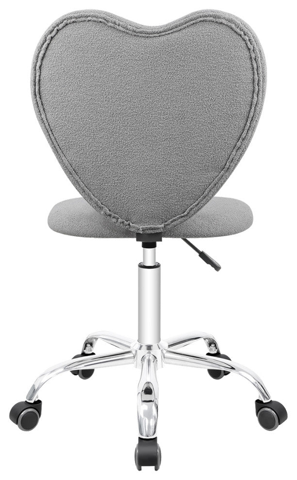 Heart 360 Degrees Vanity Chair With Adjustable Height, Gray Boucle