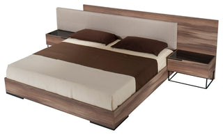 Nova Domus Matteo Italian Modern Walnut and Fabric Bed, Queen