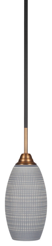 Paramount 1-Light Mini Pendant, Matte Black & Brass, 5.5" Gray Matrix Glass