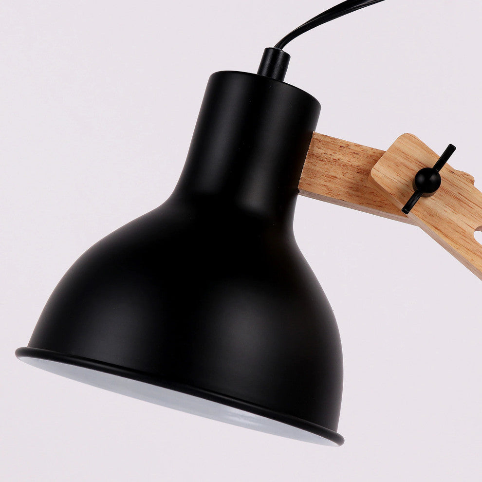 Modern Black Wood LED Desk Lamp For Bedside, Office