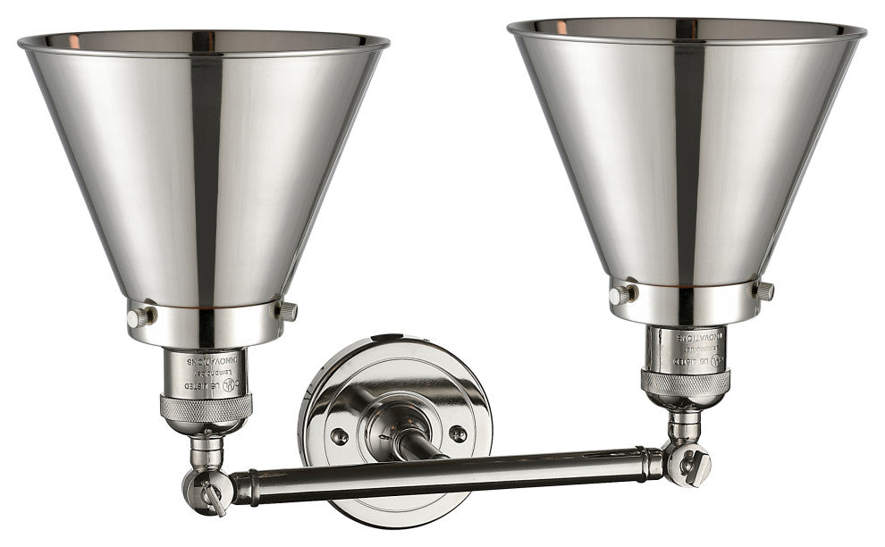 Appalachian 2-Light Bath Vanity-Light, Polished Nickel, Polished Nickel