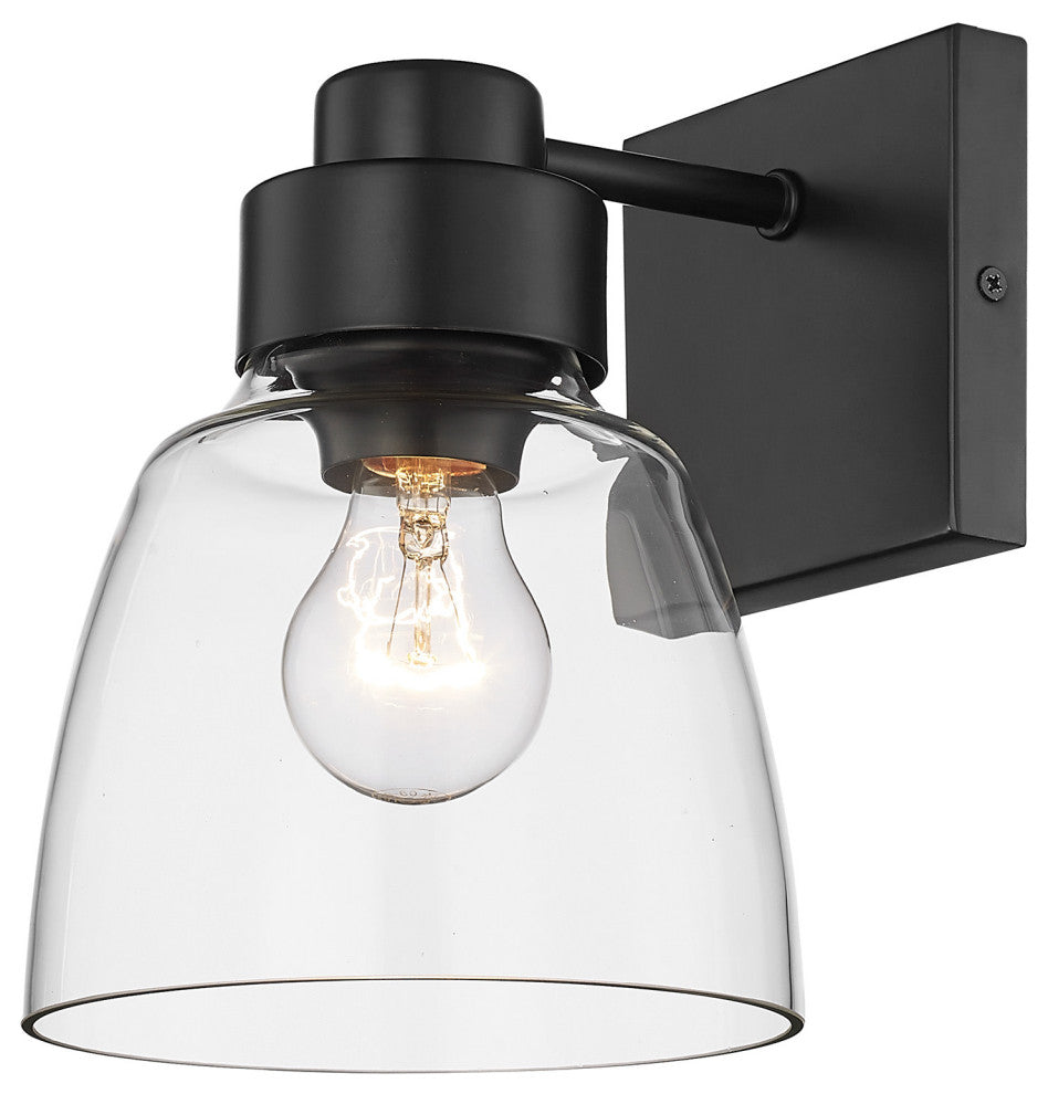 Golden Lighting 0314-1W CLR Remy 9" Tall Bathroom Sconce - Matte Black