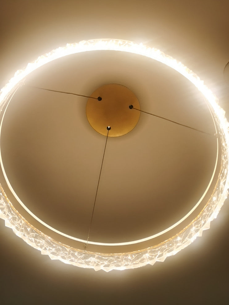 Chatel-Saint-Denis | Crystal Chandelier in the Shape of Ring, Gold, Warm Light