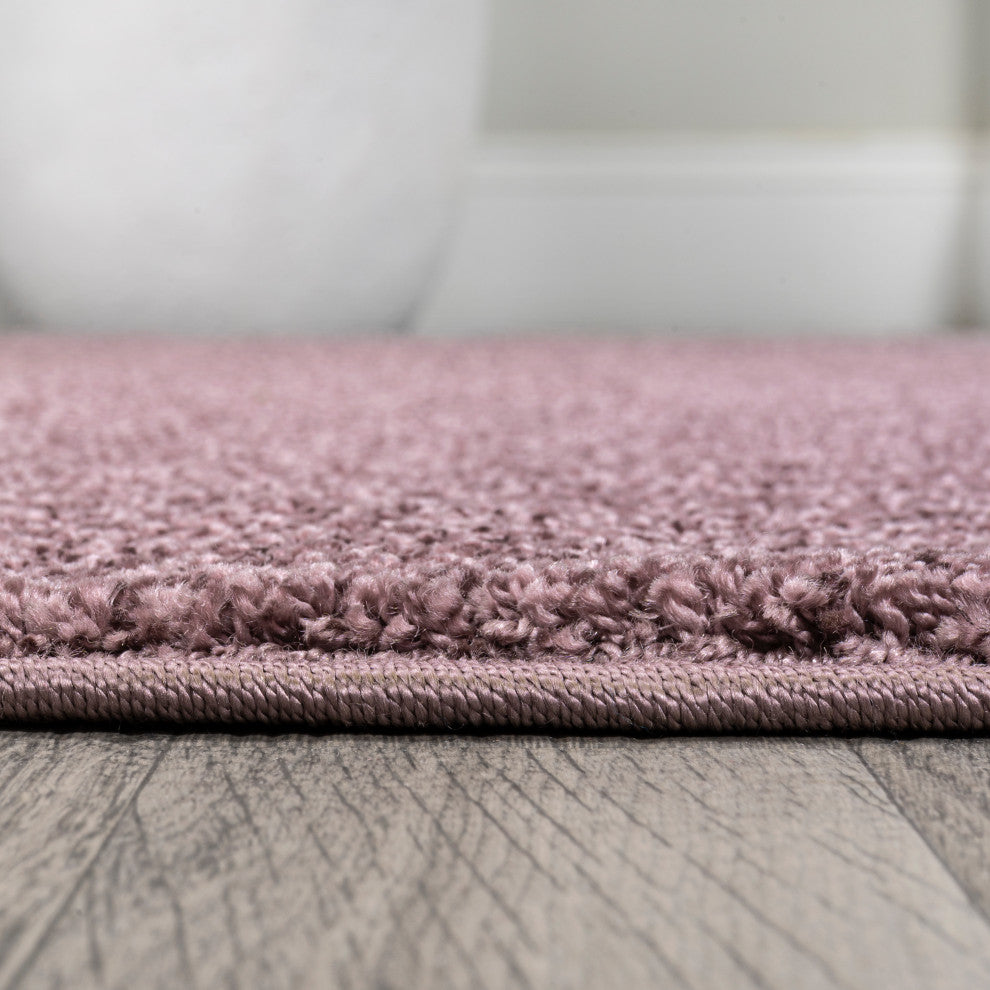 Haze Solid Low-Pile Light Purple 7' Square Area Rug