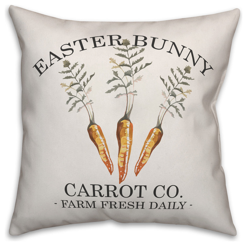 Easter Bunny Carrot Co 16x16 Throw Pillow