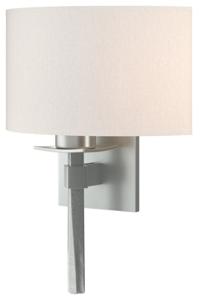 Beacon Hall Half Drum Shade Sconce, Vintage Platinum, Flax Shade