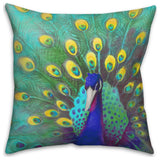 Blue And Yellow Peacock 4 18x18 Spun Poly Pillow