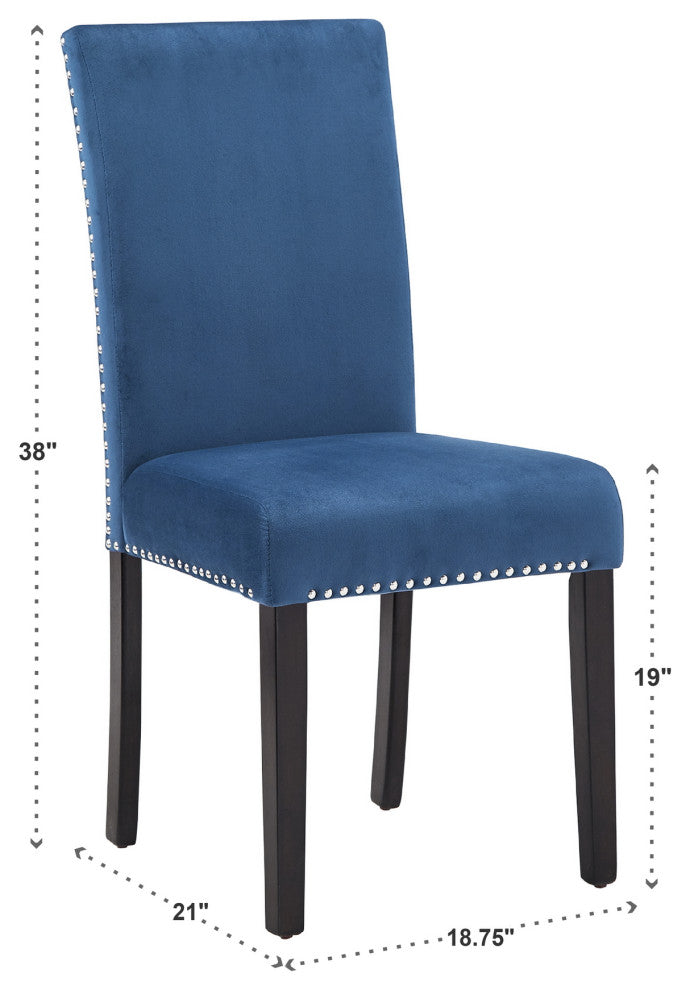 Balmforth Nailhead Velvet Upholstered Side Dining Chairs (Set of 2), Blue