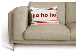 Stripe Boucle Ho Ho Ho Embroidered Pillow