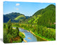 Green Mountains and River, Landscape Canvas Art Print, 20"x12"