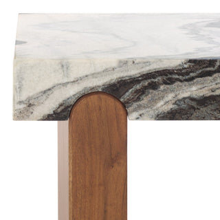 Safavieh Couture Ellebeth Marble Top Accent Table, Hazel/Walnut