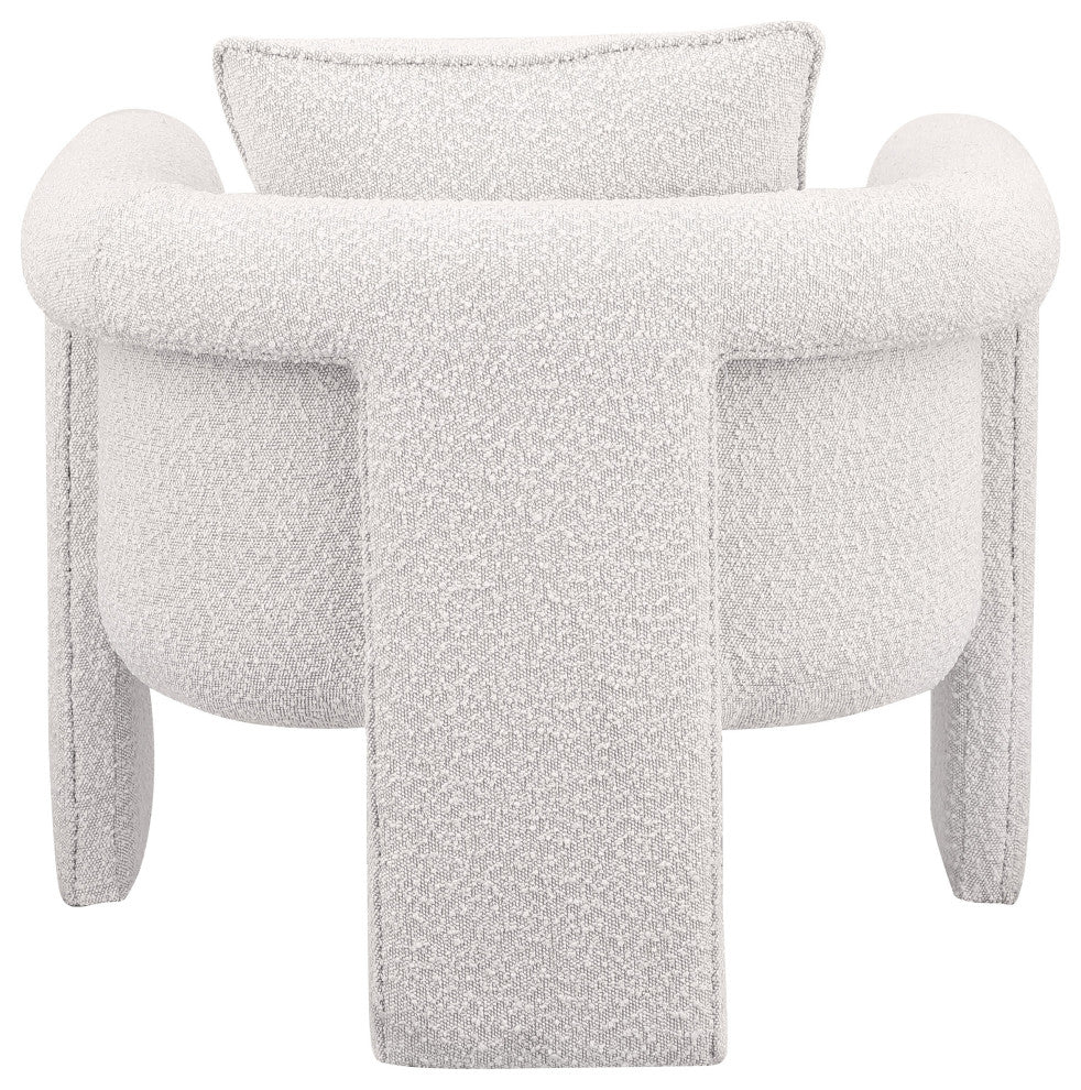 Stylus Boucle Fabric Upholstered Accent Chair, Cream
