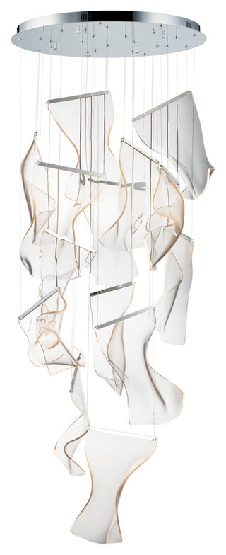 ET2 E24877-133 Rinkle 28"W LED Multi Light Abstract Pendant - Polished Chrome