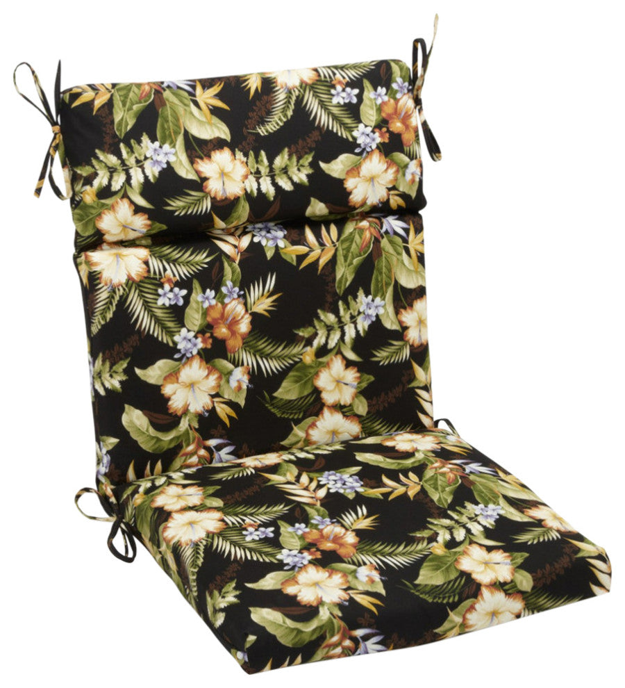 22"x45" Outdoor Squared Seat/Back Chair Cushion, Freeport Ebony