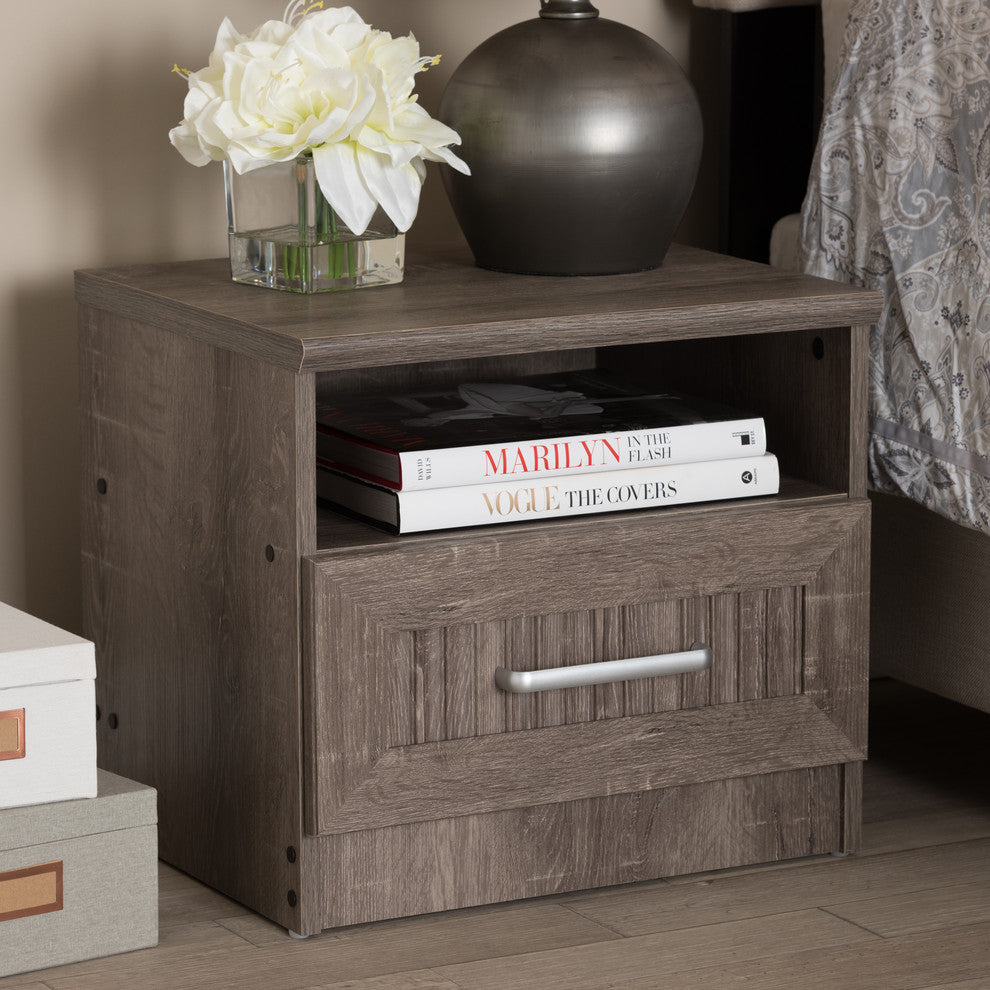 Gallia Moderm, Contemporary Oak Brown 1-Drawer Nightstand