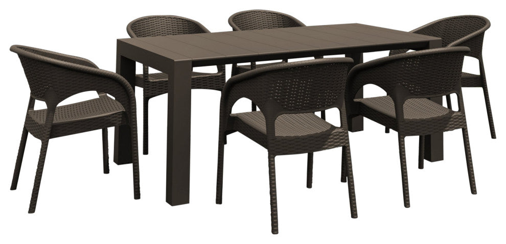 Compamia Panama 7-Piece Extendable Patio Dining Set, Brown