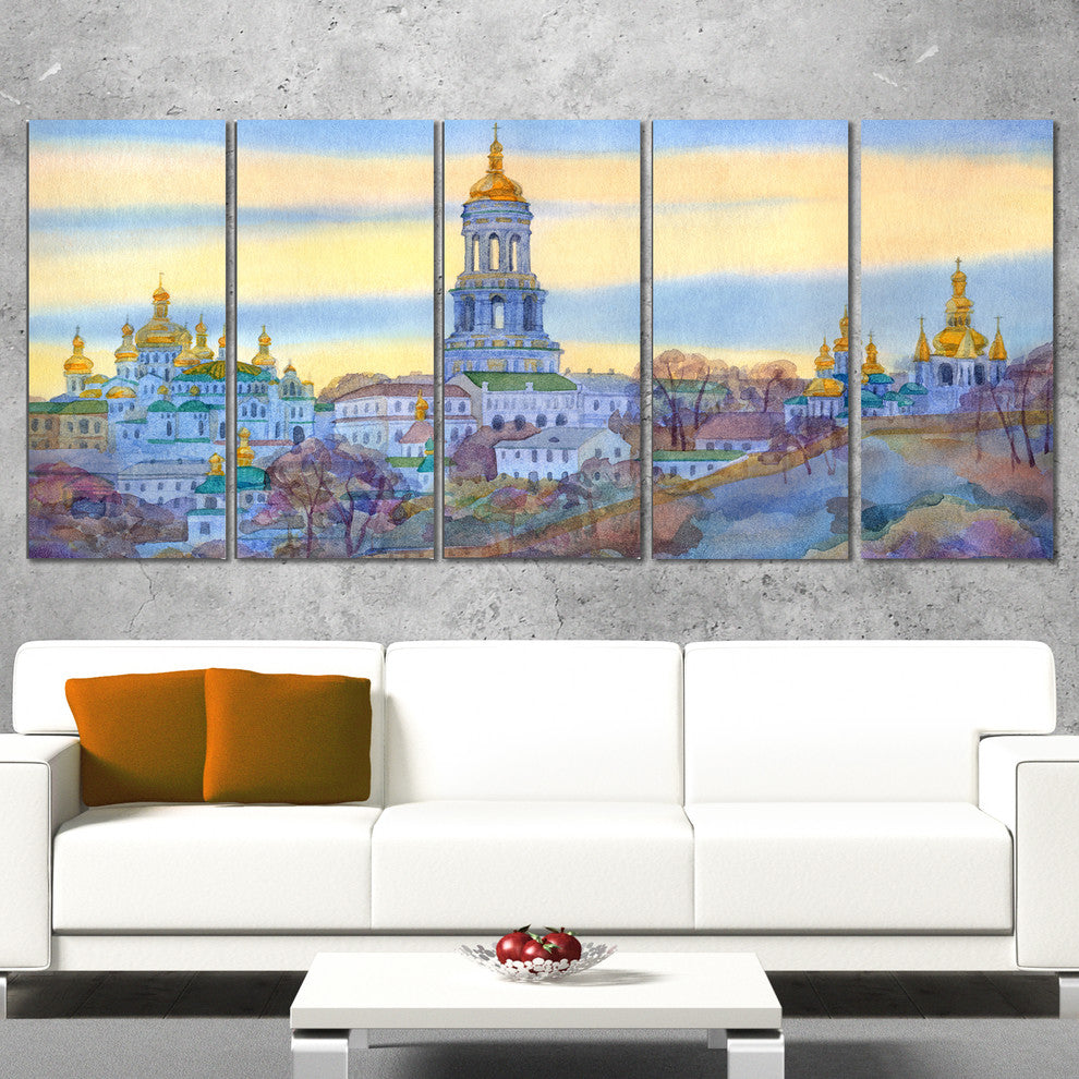 "Monastery on Steep Hill" Canvas Print, 5 Panels