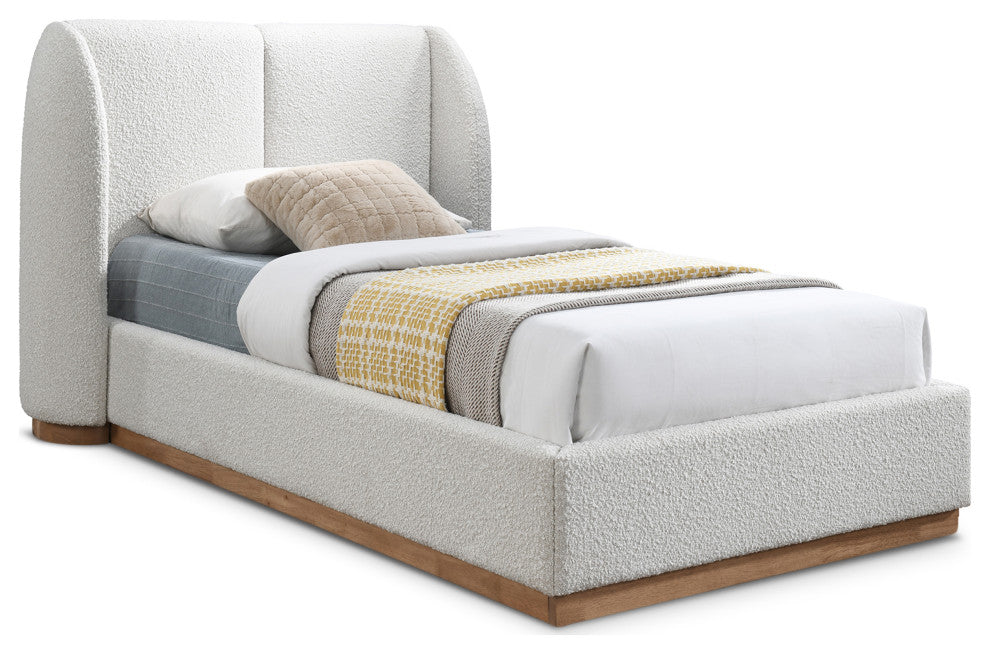 Jardin Boucle Fabric Full Bed, Cream, Twin