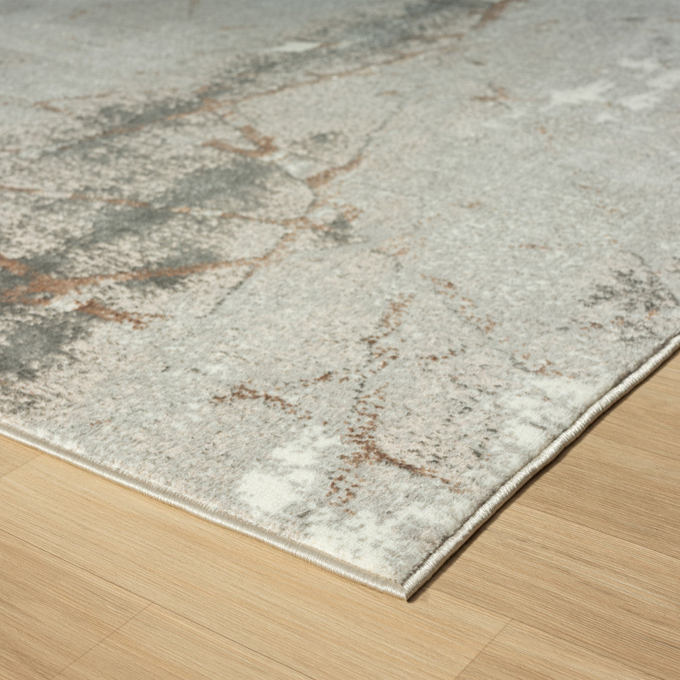 Beige/Gray Modern Abstract Indoor Area Rug, 7'5"x9'5"