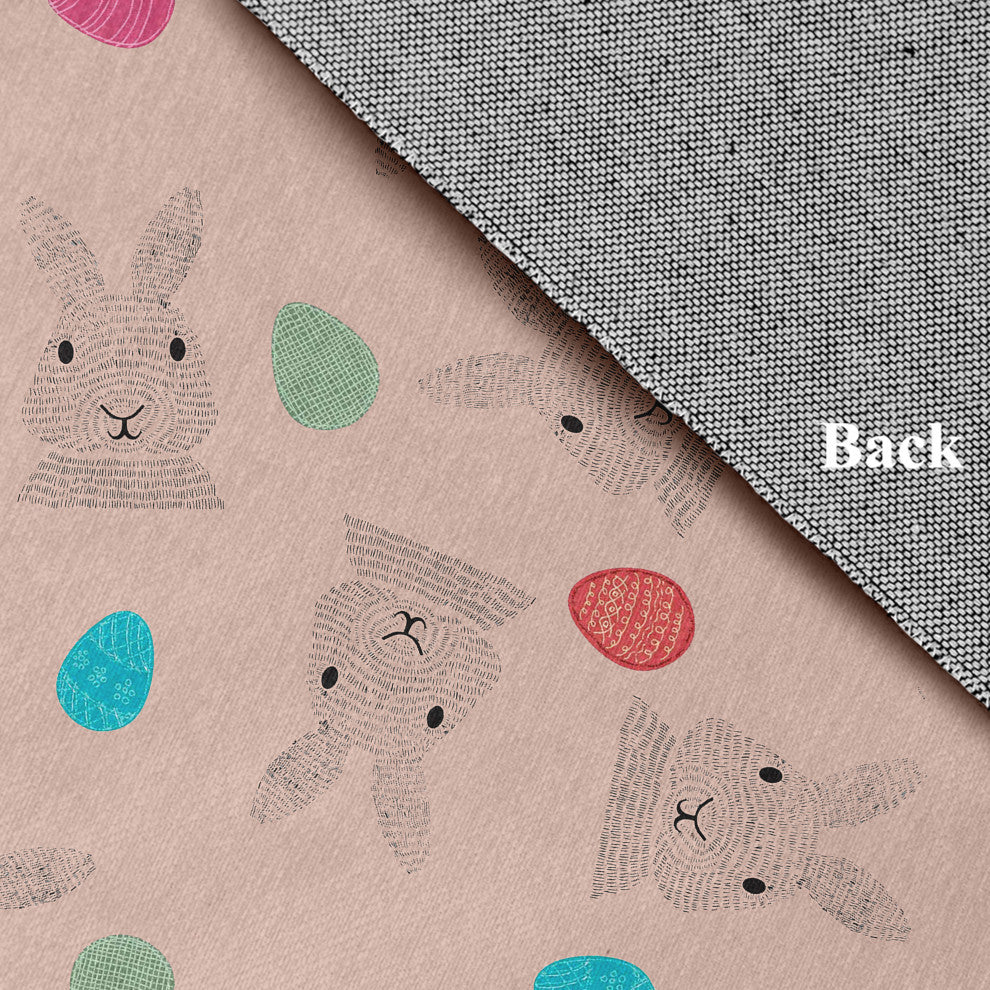 Bunnies and Eggs Easter Chenille Rug, Sunwashed Red, 2'x3'