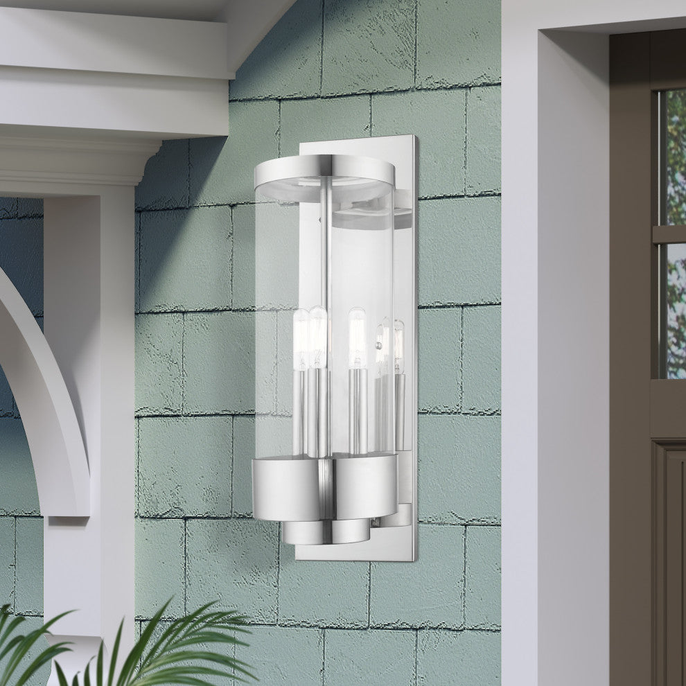 Livex Lighting Hillcrest 3 Light Polished Chrome Large Outdoor Wall Lantern