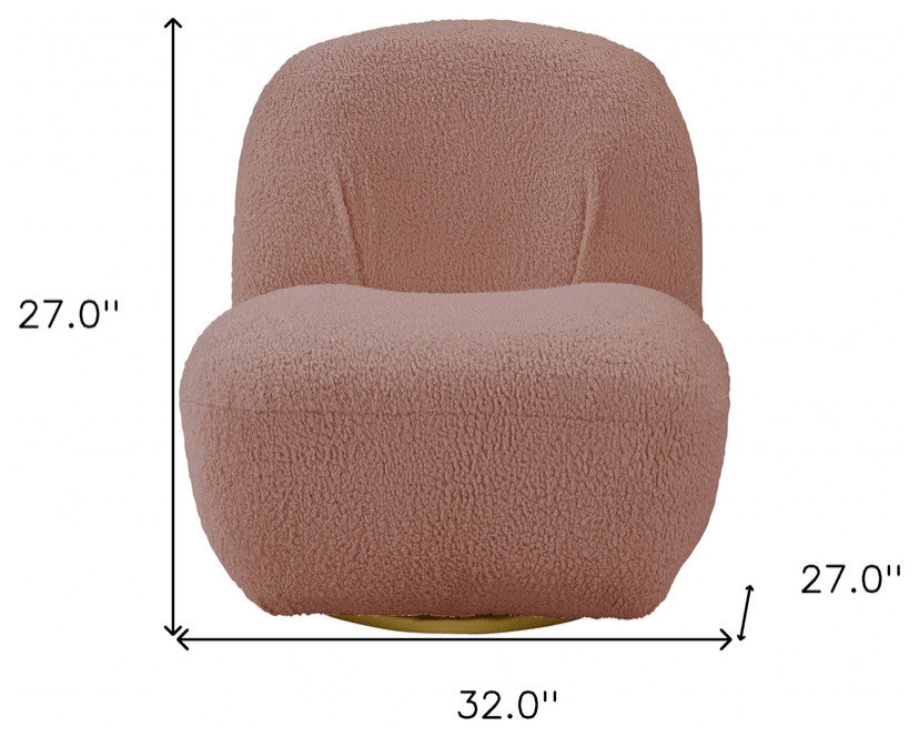 32" Pink Sherpa Solid Color Swivel Slipper Chair