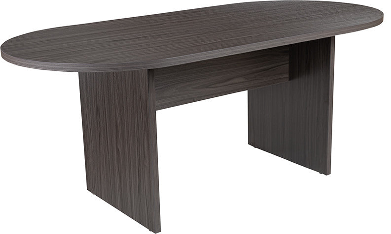 6 Foot (72 inch) Oval Conference Table in Rustic Gray