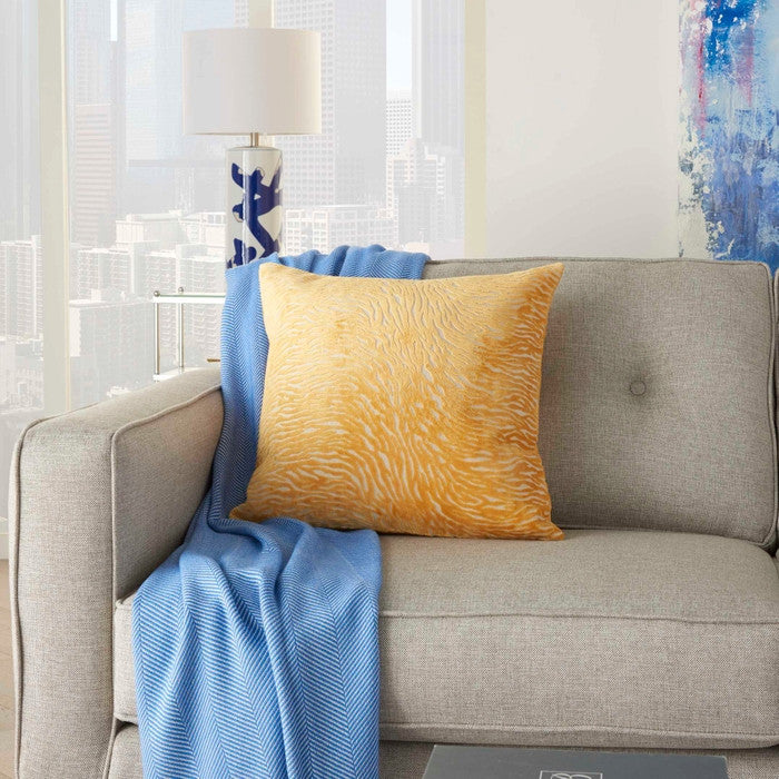 Nourison Home 20"x20" Luminescence Metallic Zebra Yellow Throw Pillows