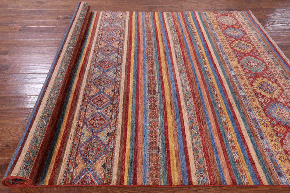 Super Kazak Khorjin Hand Knotted Rug 6' 9" X 9' 11" Q7532