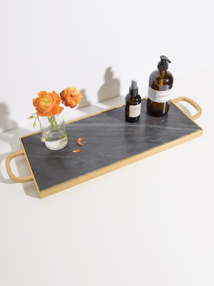 Marble and Metal Serving Tray