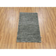Echo Gray Hand Knotted Pure Dyed Wool Grass Design Mat Rug, 1'11"x3'1"