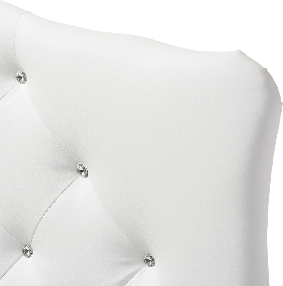 Rita White Faux Leather Button-Tufted Scalloped Twin Size Headboard