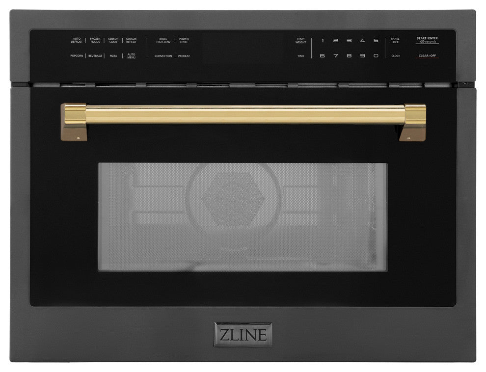 ZLINE 24" Microwave Oven, Black Stainless With Gold MWOZ-24-BS-G