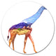 Giraffe Double Exposure Illustration, Animal Round Wall Art, 23"