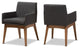 Nexus Modern Walnut Wooding Dark Gray Dining Armchair, Set of 2