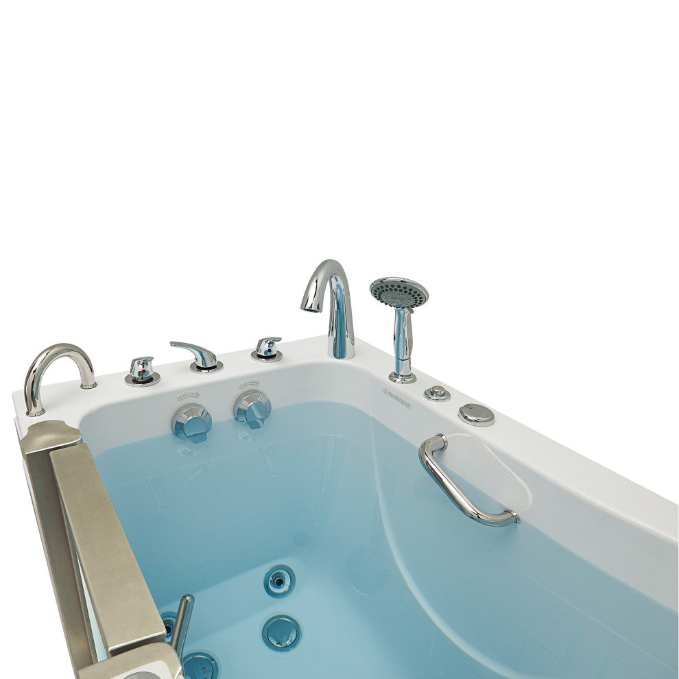 Ella Royal 32"x52" Acrylic Massage Walk-In Bathtub Inward Swing Door, Dual Drain