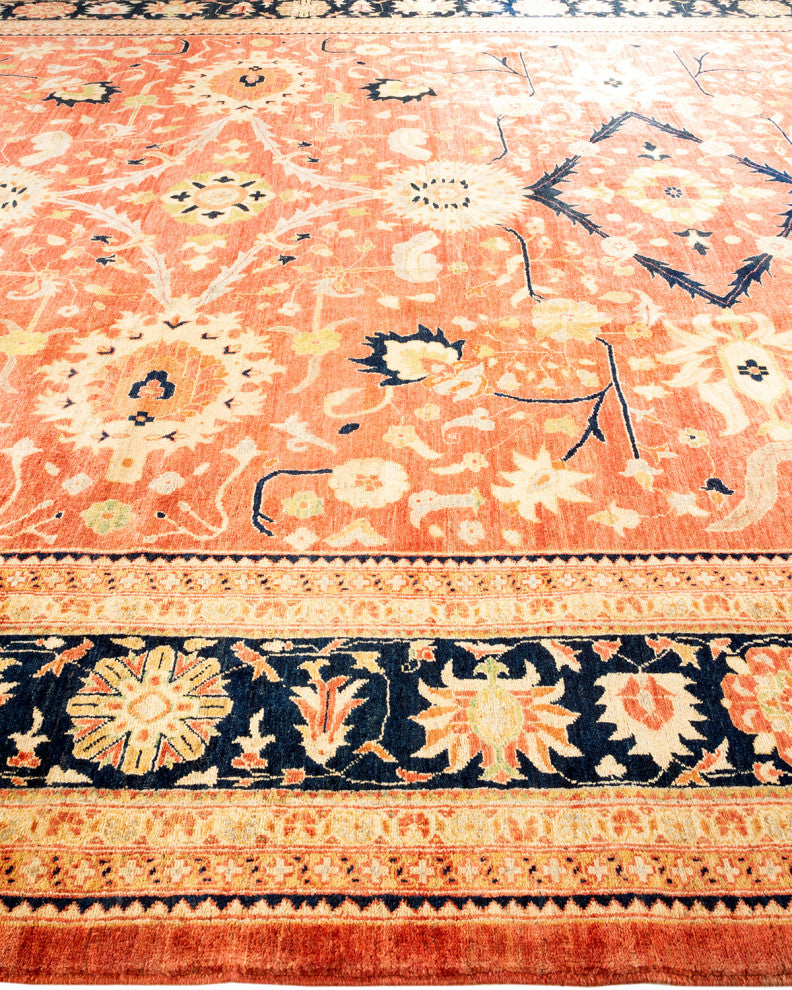 Eclectic, One-of-a-Kind Hand-Knotted Area Rug Orange, 12' 0 x 14' 5