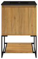 24" Freestanding Bath Vanity, Black Quartz Top, Oak