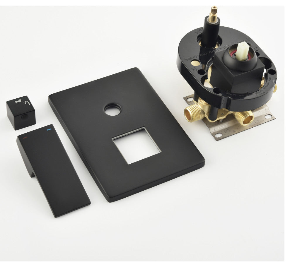 Wellfor Handheld Combo Set, Waterfall Tub Spout and Valve, Matte Black