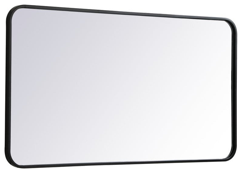 Ellis Soft Corner Metal Rectangular Mirror, Black, 22"x40"