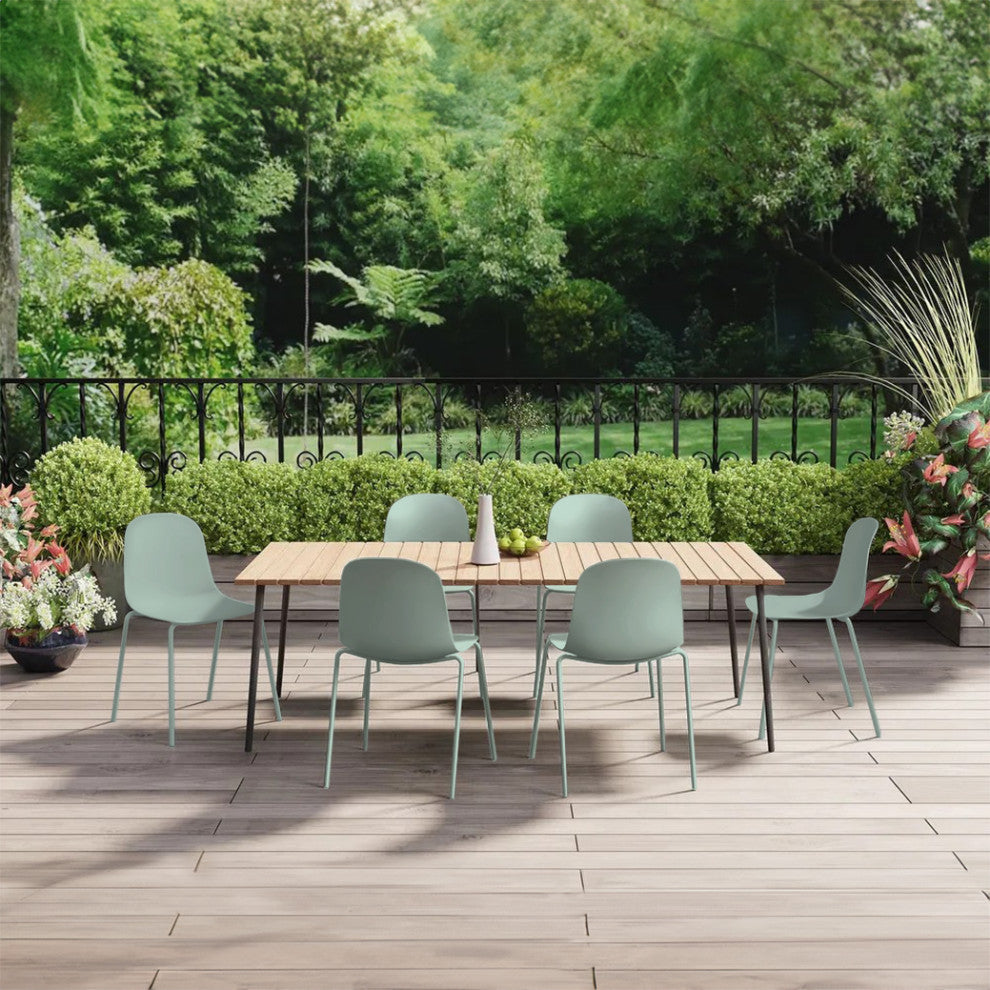 Set of 4 Stackable Modern Dining Stacking Chairs Plastic Metal Chrome Legs, Green