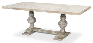 Small 81" Trestle Dining Table Gray Gloss Top