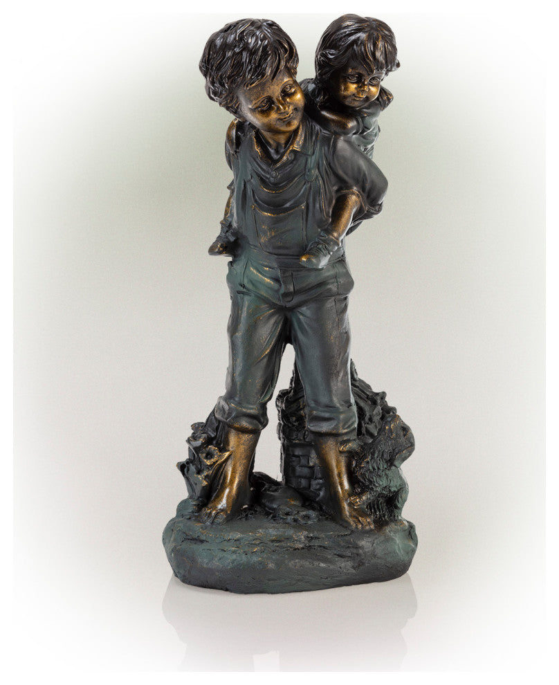 Playful Piggyback Ride Statue