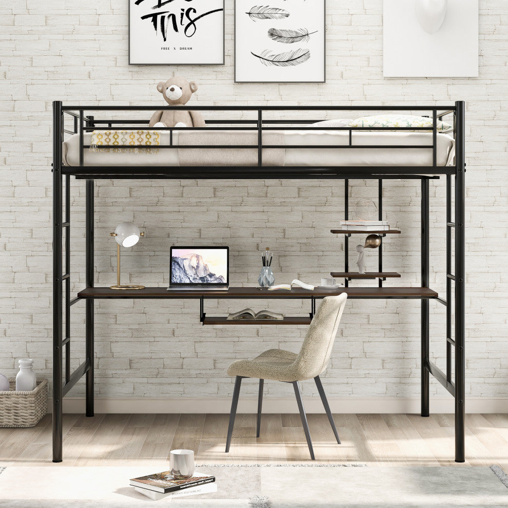 Gewnee Loft Bed with Desk and Shelf